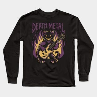 Death Metal Satanic Baphomet Cat Long Sleeve T-Shirt